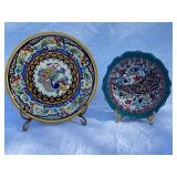 Set of 2 Hand-Painted Decorative Plates: Talavera and Turkish Style