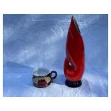 Frankoma Red Art Pottery Vase and Vintage Handled Mug Set