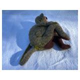 Pair of Handmade Wool Animal Figures - Monkey with Baby and Orange Antelope