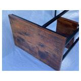 Metal Frame Side Table with Rustic Wood Top and Shelf