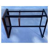 Metal Frame Side Table with Rustic Wood Top and Shelf