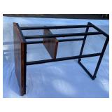 Metal Frame Side Table with Rustic Wood Top and Shelf