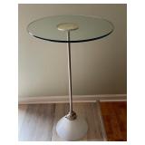 Modern Round Glass Top Accent Table with Metal Base