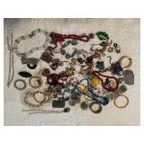 Large Vintage and Costume Jewelry Lot Necklaces Bracelets Earrings Brooches