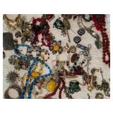 Large Vintage and Costume Jewelry Lot Necklaces Bracelets Earrings Brooches