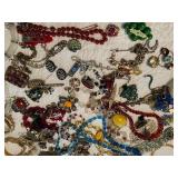 Large Vintage and Costume Jewelry Lot Necklaces Bracelets Earrings Brooches