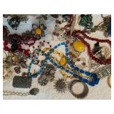 Large Vintage and Costume Jewelry Lot Necklaces Bracelets Earrings Brooches