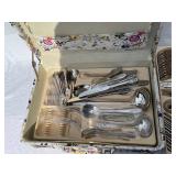 Lago di Como Flatware Set with Decorative Case, Serving Tray, Placemats, and Striped Table Linens