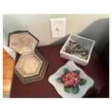 Vintage Jewelry Boxes and Assorted Costume Jewelry Collection