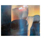 Framed Abstract Modern Art Print with Blue and Yellow Tones