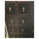 Distressed Black Multi-Drawer Wood Cabinet with Metal Pulls