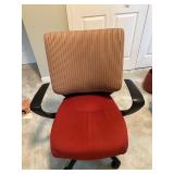 Office Desk with Rustic Wood Top and Shelves Plus Rolling Office Chair