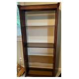 Wood and Glass Display Shelf Unit with Four Shelves