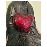 Decorative Buddha Statue Holding Red Mosaic Heart