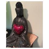 Decorative Buddha Statue Holding Red Mosaic Heart