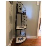 Iron Corner Shelf with Mosaic Tile Shelves