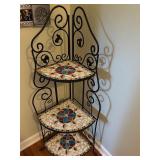 Iron Corner Shelf with Mosaic Tile Shelves