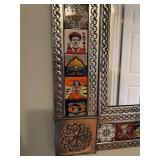 Handcrafted Mexican Tin Mirror with Colorful Talavera Tiles