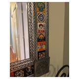 Handcrafted Mexican Tin Mirror with Colorful Talavera Tiles
