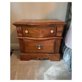 Solid Wood Nightstand with 2 Drawers and Ornate Detailing