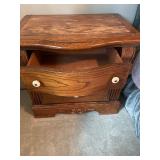 Solid Wood Nightstand with 2 Drawers and Ornate Detailing