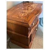 Solid Wood Nightstand with 2 Drawers and Ornate Detailing