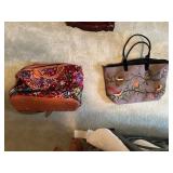 Set of 2 Embroidered Travel Bags with Floral and Bird Designs