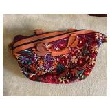 Set of 2 Embroidered Travel Bags with Floral and Bird Designs