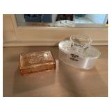Vintage Glass Trinket Box and Lucite Vanity Box Set