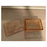Vintage Glass Trinket Box and Lucite Vanity Box Set
