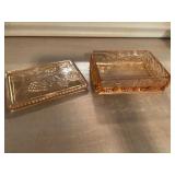 Vintage Glass Trinket Box and Lucite Vanity Box Set
