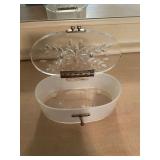 Vintage Glass Trinket Box and Lucite Vanity Box Set