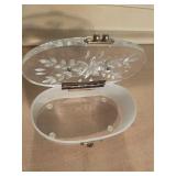 Vintage Glass Trinket Box and Lucite Vanity Box Set