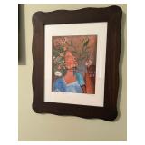 Pair of Framed Colorful Art Prints Featuring Women and Nature