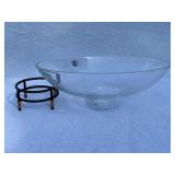 Collection of Woven Lidded Basket, Glass Bowl with Stand, Decorative Figurines and Trinkets