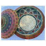 Collection of Woven Lidded Basket, Glass Bowl with Stand, Decorative Figurines and Trinkets
