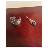 Sterling Silver Cuff Bracelet and Modernist Pendant Set