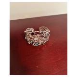 Set of 2 Artistic Cuff Bracelets - Sterling Silver and Mixed Gemstone