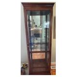 Tall Wood and Glass Curio Cabinet with Lighting