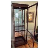 Tall Wood and Glass Curio Cabinet with Lighting
