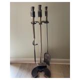 Vintage Brass Fireplace Tool Set with Stand