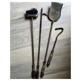 Vintage Brass Fireplace Tool Set with Stand