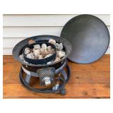 Outland Firebowl Propane Gas Fire Pit with Rock Set and Lid