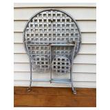 Set of 2 Outdoor Side Tables - Metal Lattice and Glass Top