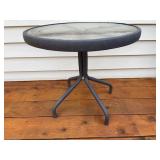Set of 2 Outdoor Side Tables - Metal Lattice and Glass Top