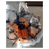 Collection of 3 Decorative Headbands and White Wicker Basket