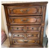 Vintage Wooden 5-Drawer Dresser with Ornate Hardware