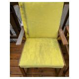 Pair of Wooden Outdoor Rocking Chairs with Yellow Cushions