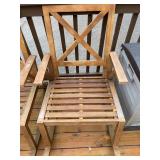 Pair of Wooden Outdoor Rocking Chairs with Yellow Cushions