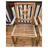 Pair of Wooden Outdoor Rocking Chairs with Yellow Cushions